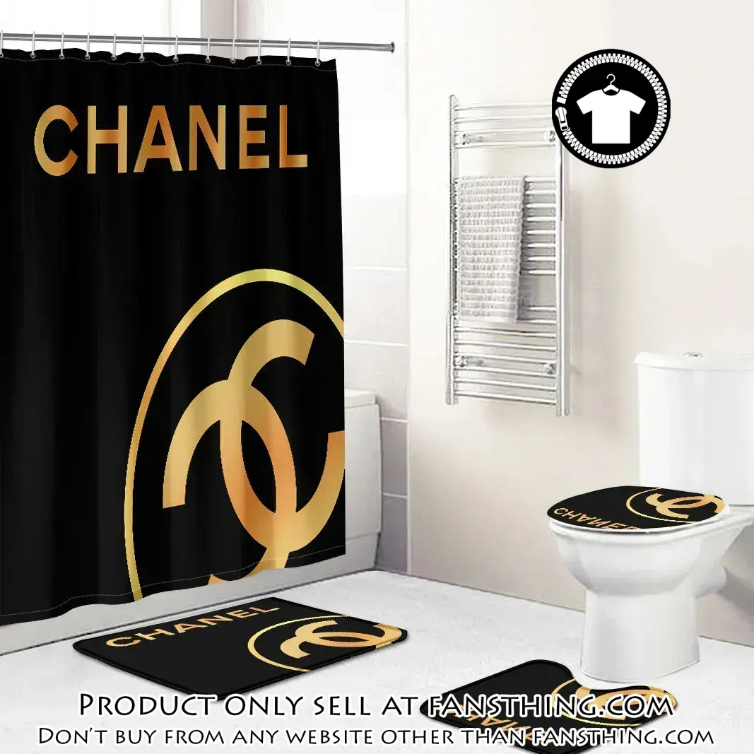 Chanel yellow fashion logo limited luxury brand black bathroom set home decor fst4753067